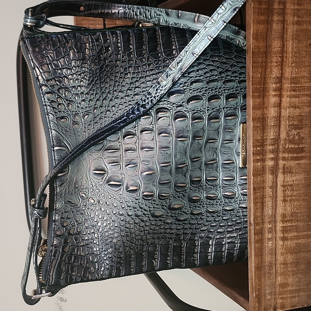 Brahmin Katie Teal Ombre Leather Crossbody Bag